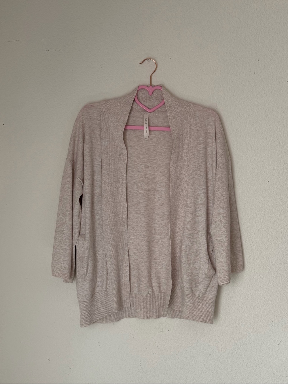 Babaton Light Beige Open-Front Cardigan with Pockets